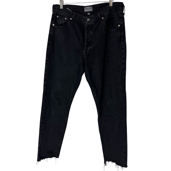 Agolde Denim - AGOLDE Black Jaime Jeans Button Fly Organic Cotton Size 32 Frayed Hem